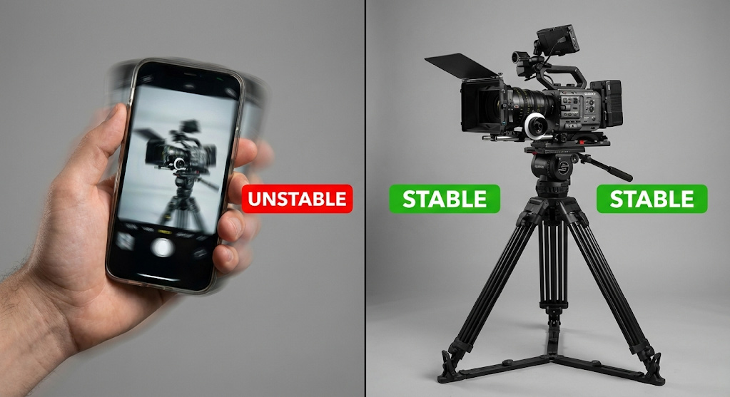 Comparison Of Handheld Amateur Filming Versus Professional Gimbal And Tripod Stabilization For Exective Video