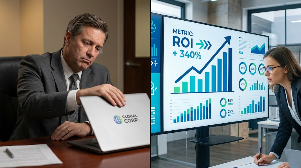 A comparison showing how corporate video editing tips to enhance brand storytelling prevent executive viewer drop-off